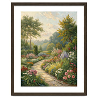 Enchanted English Cottage Garden Oil Painting