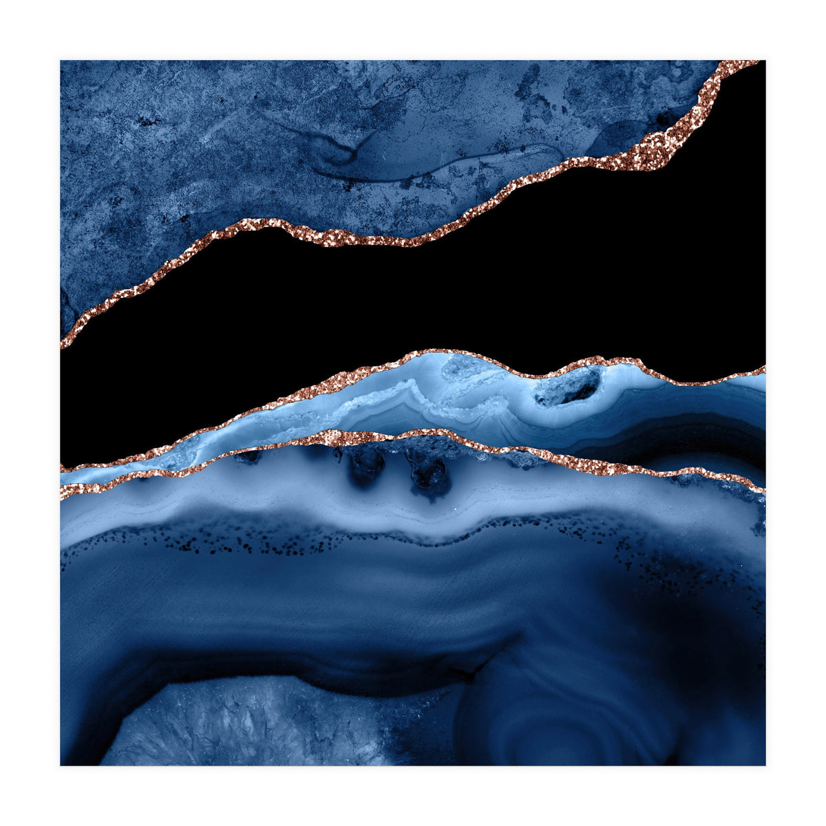 Navy & Rose Gold Agate Texture 13  (Print Only)