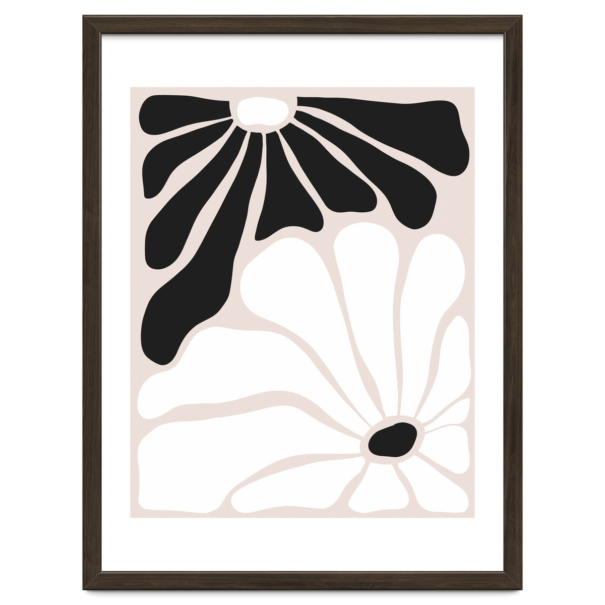 Floral Yin Yang, Scandinavian Nature Flowers Botanical Concept, Plants Blossom Positivity Neutral Minimalism