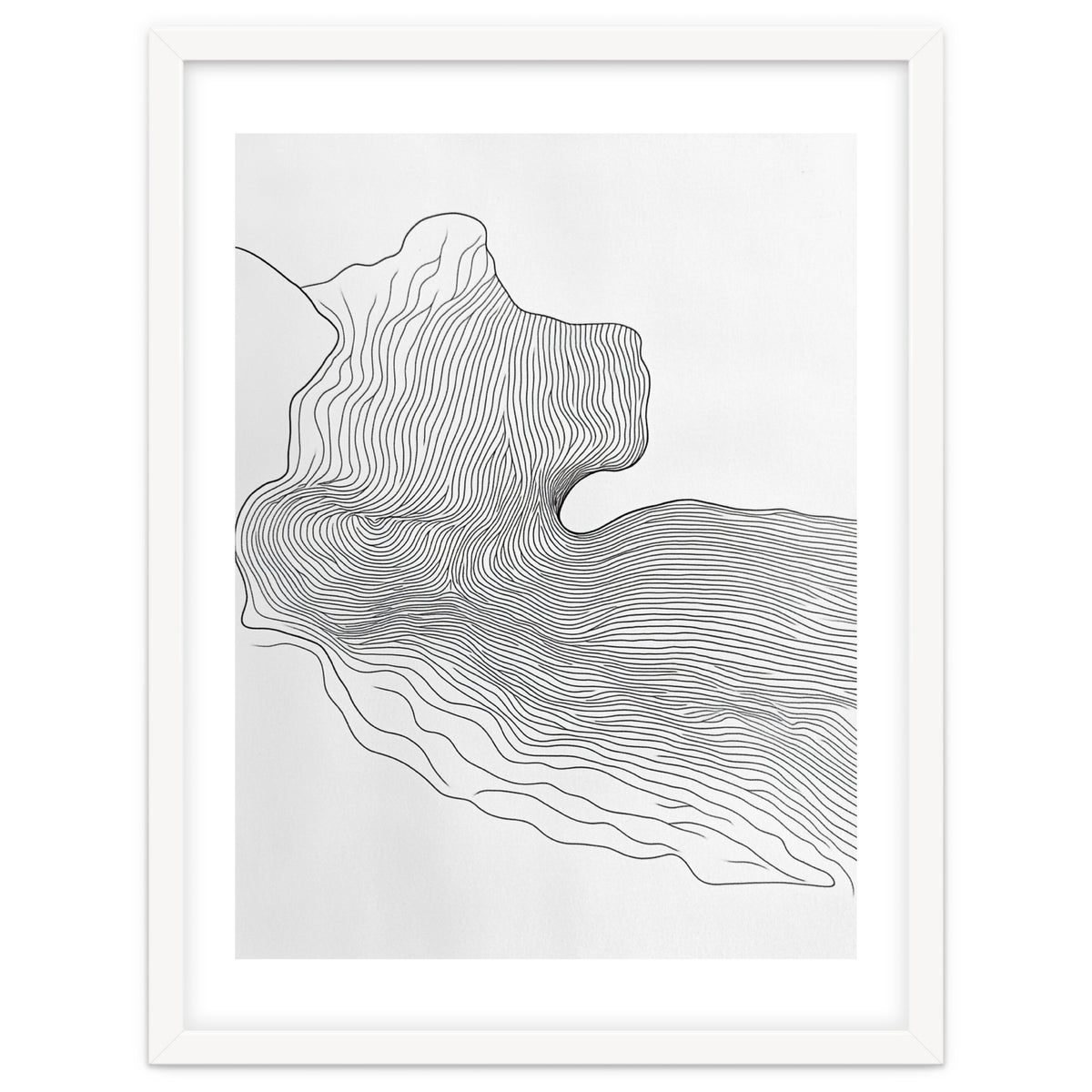 Abstract Black And White Organic Flowing Lines Pattern