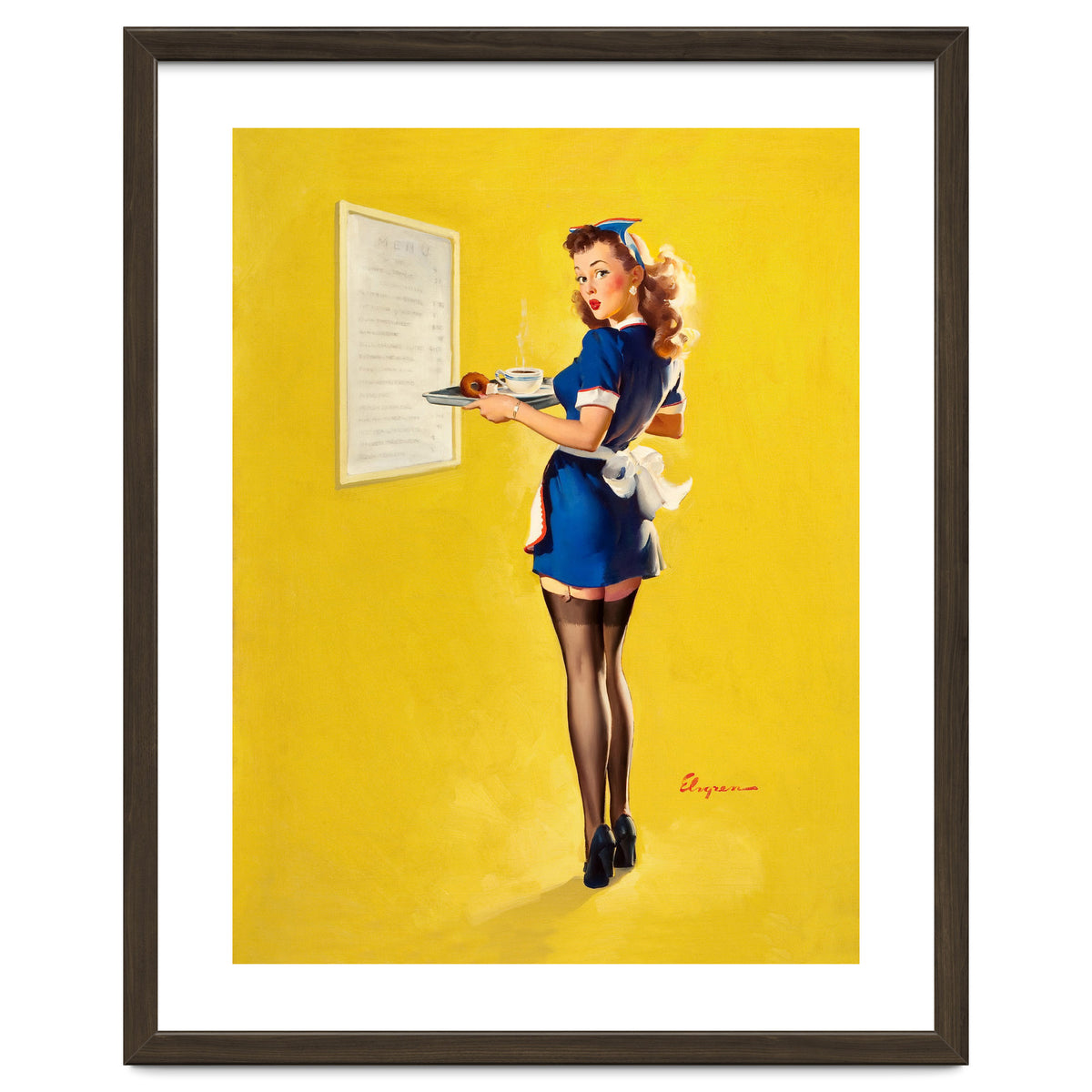 Pinup Sexy Waitress Looking Back