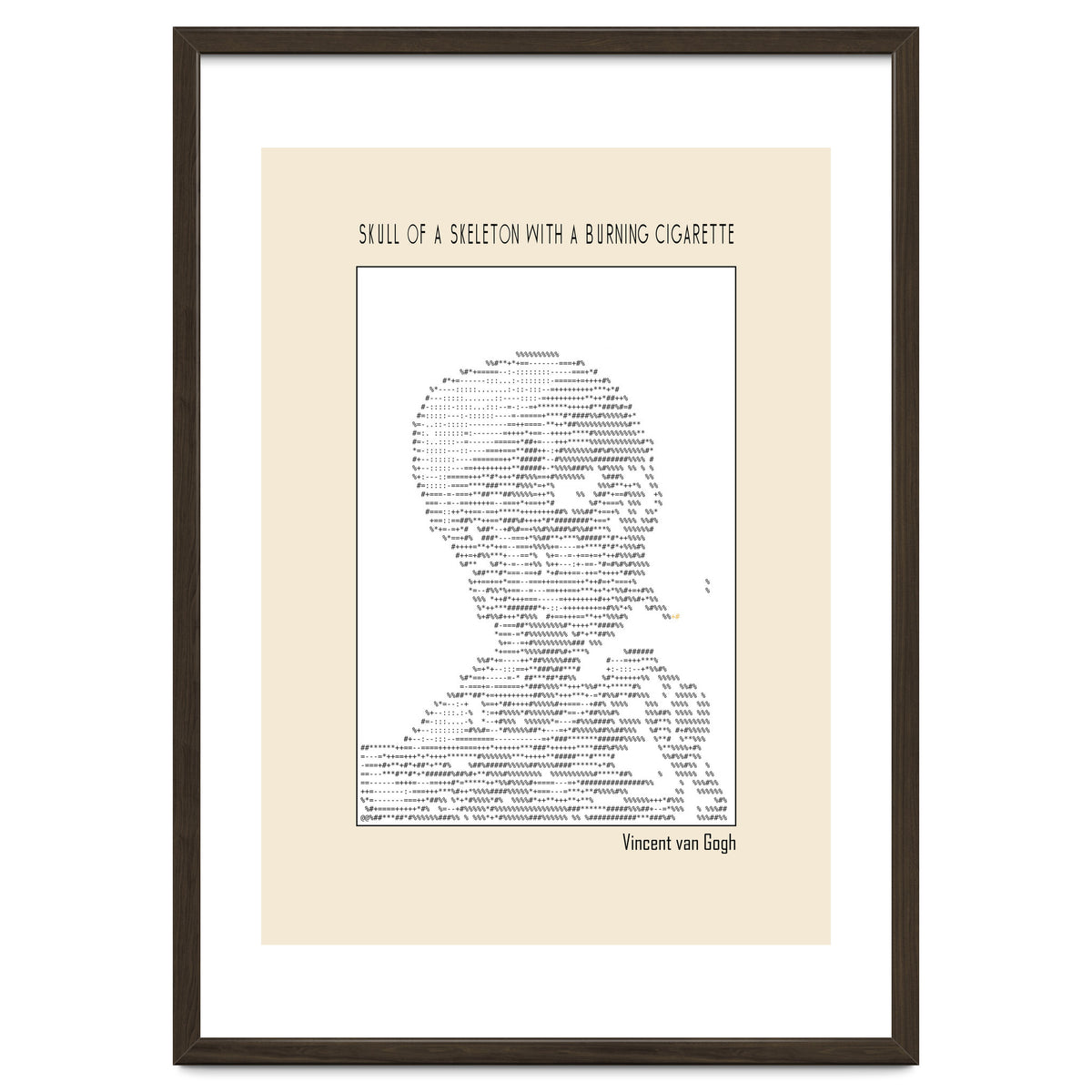 Skull Of A Skeleton With A Burning Cigarette Vincent Van Gogh Ascii Art