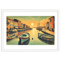 Vintage Harbor Sunset Poster