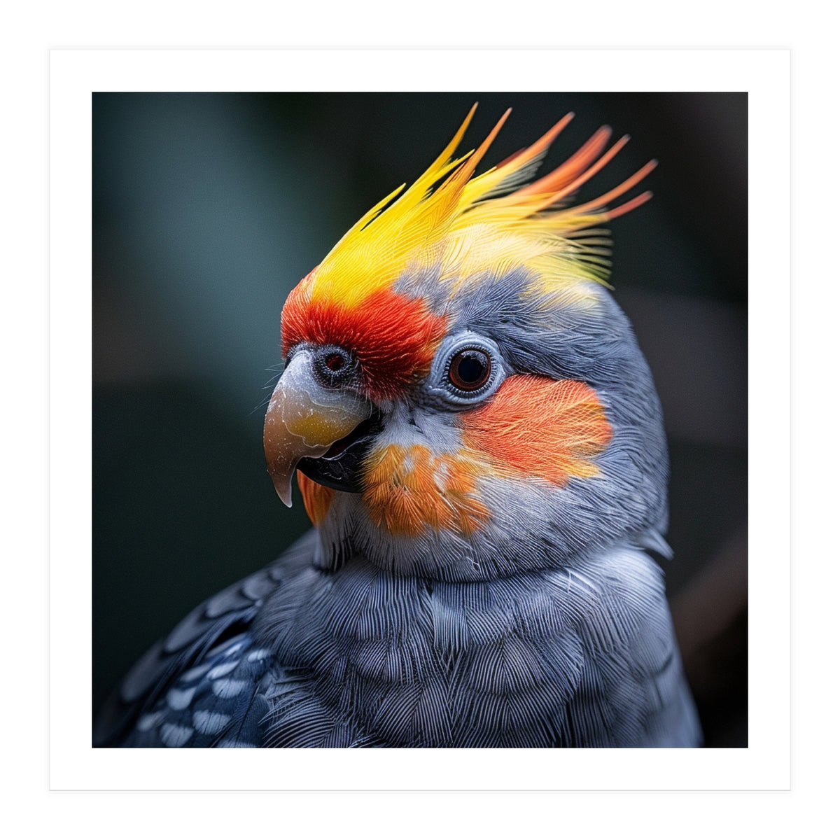 Cockatiel Parrot With Yellow Crest And Orange Cheeks (Print Only)