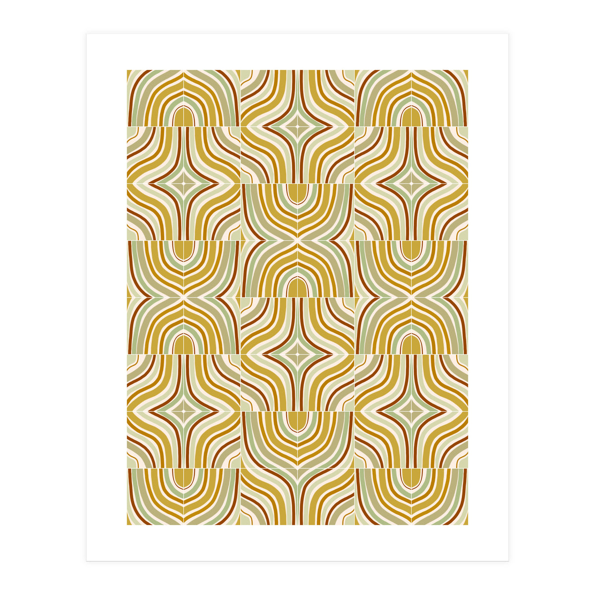 Ochre Retro Marbled Tiles (Print Only)
