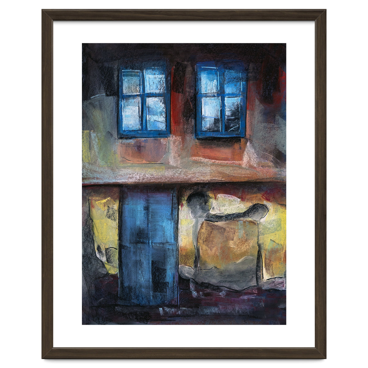 Pastel impression of an old house facade