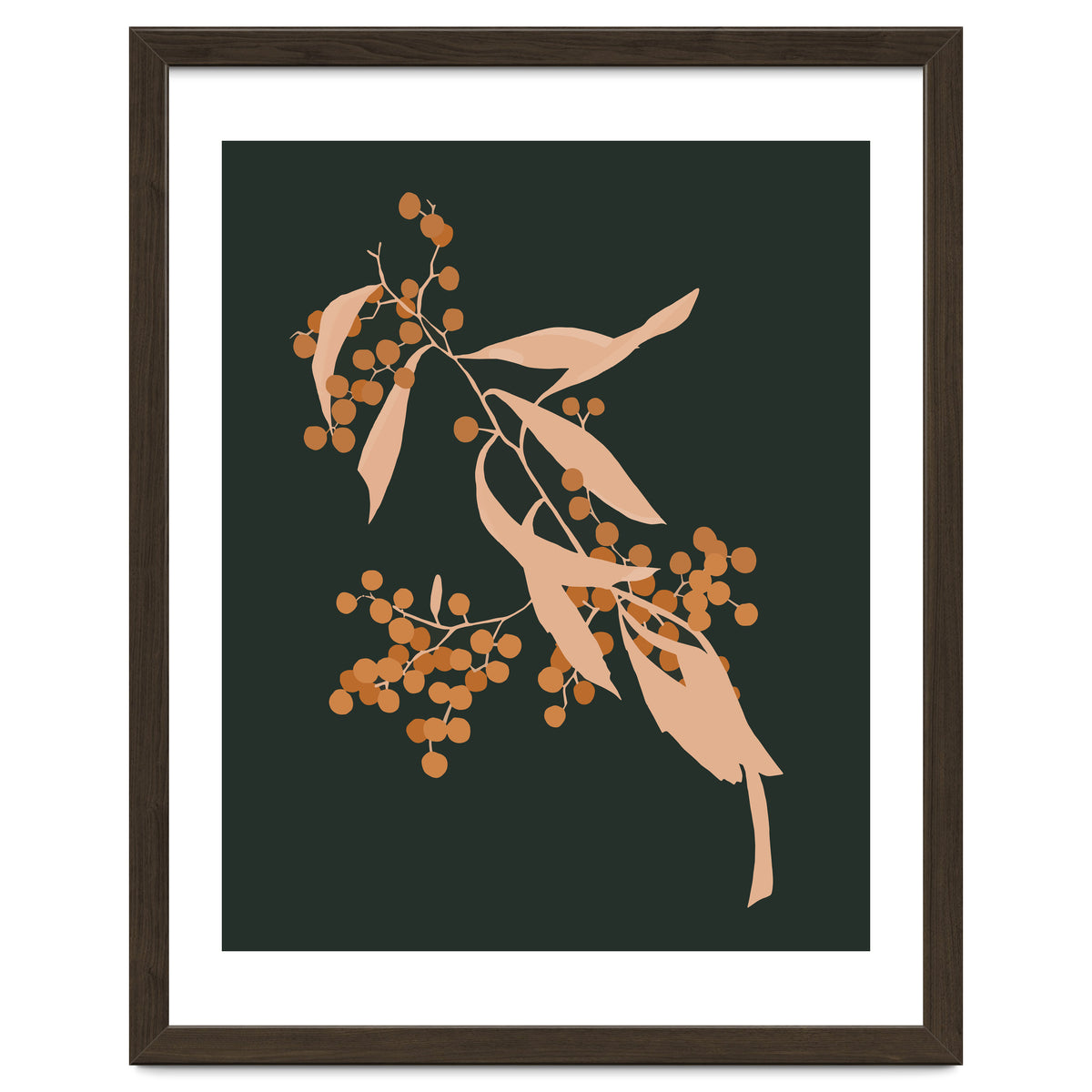 The Blooming Touch, Botanical Vintage Illustration, Dark Blush Bohemian Painting, Plants Nature Eclectic Classy Scandinavian