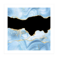Blue & Gold Glitter Agate Texture 03  (Print Only)