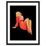Smiling Pinup Woman Posing In Red Dress thumbnail
