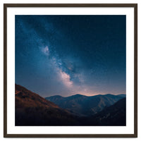 Majestic Milky Way Galaxy over Serene Mountain Range Night Landscape Illustration