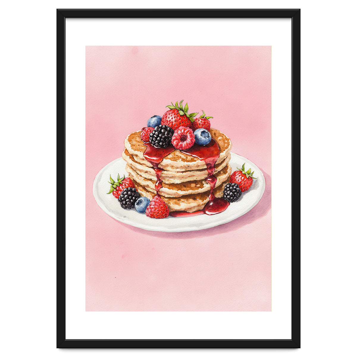 Berry Pancakes – Watercolor Breakfast Food
