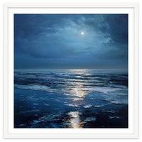 Midnight Blue Moonlit Seascape