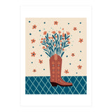 Mocha Cowboy boot with flowers (Print Only) thumbnail