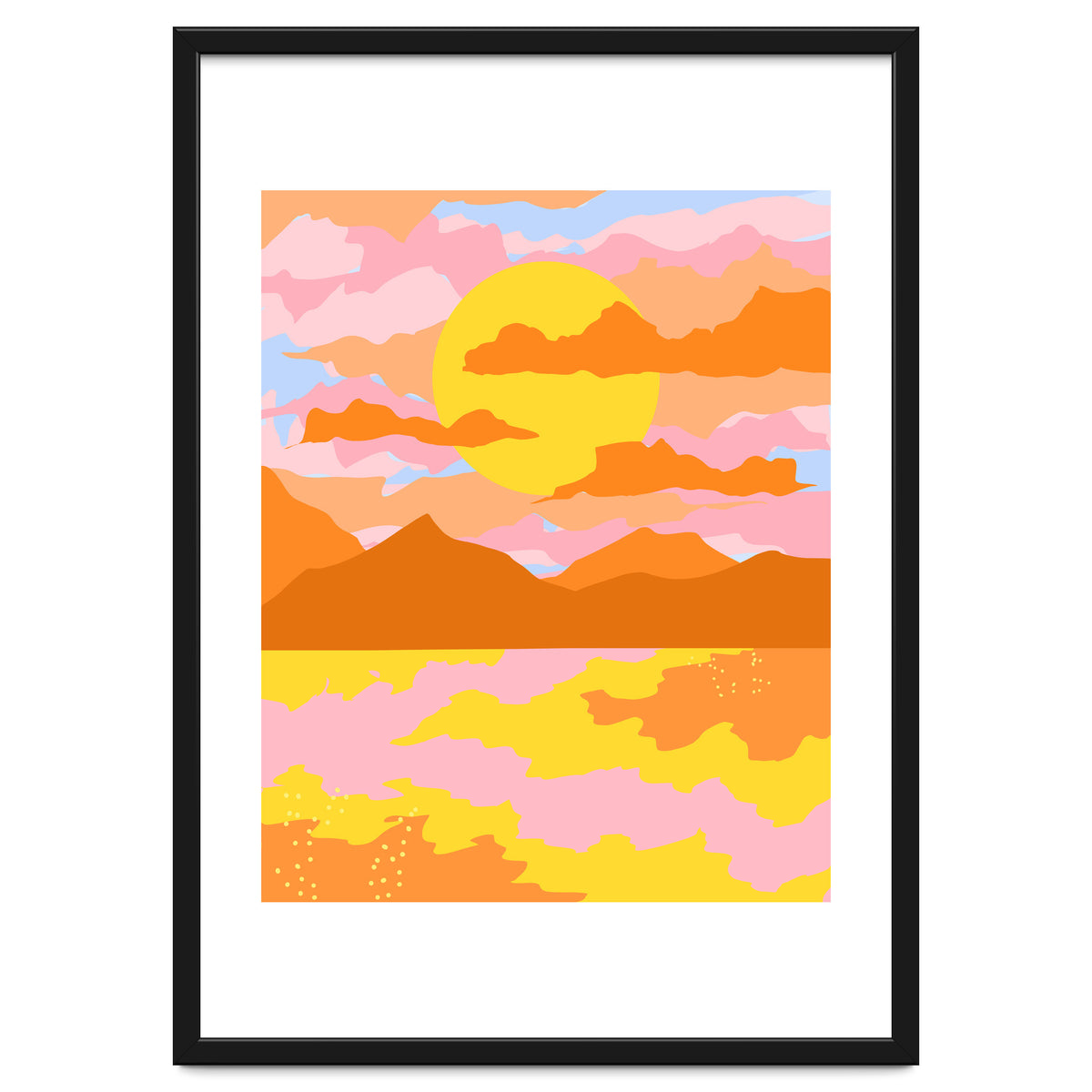 Colors Of The Sky, Sunset Sunrise Nature Landscape Illustration, Travel Adventure Bohemian Colorful