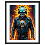 Fiery Skeleton Biker In Headphones thumbnail