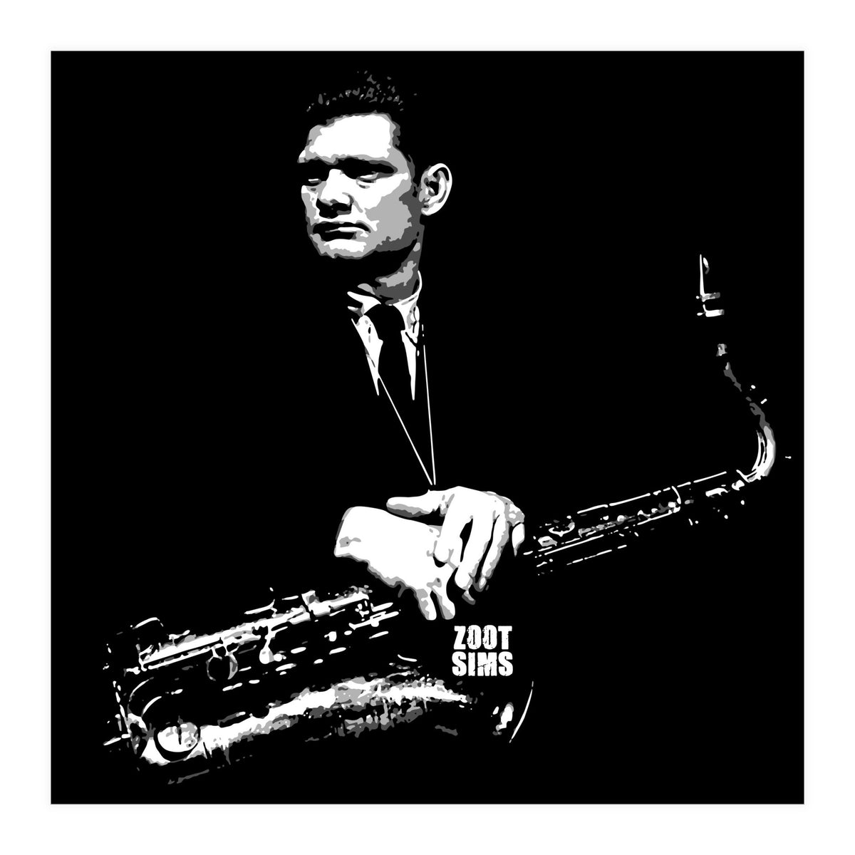 Zoot Sims American Jazz Saxophonist in Grayscale (Print Only)