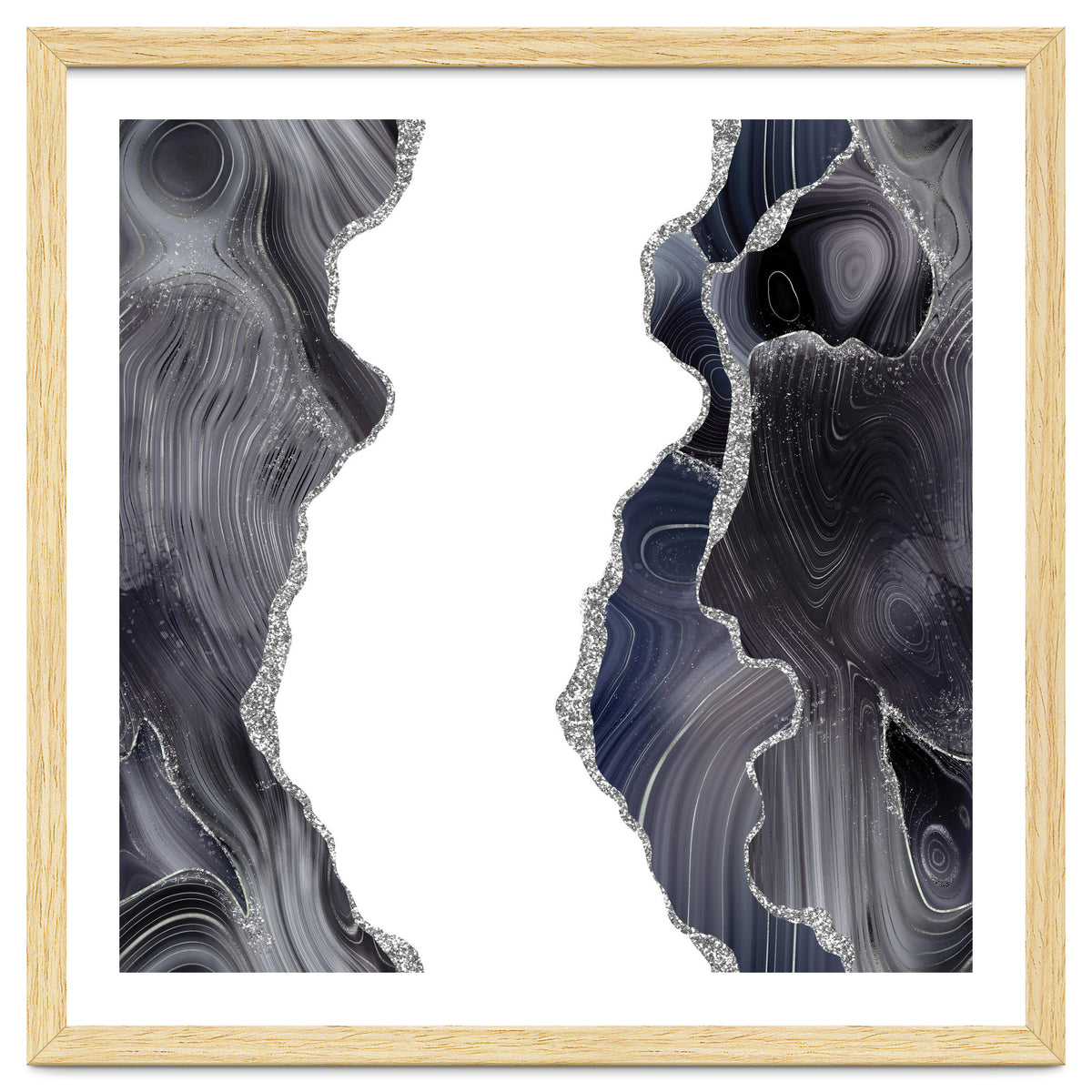 Black & Silver Glitter Agate Texture 05