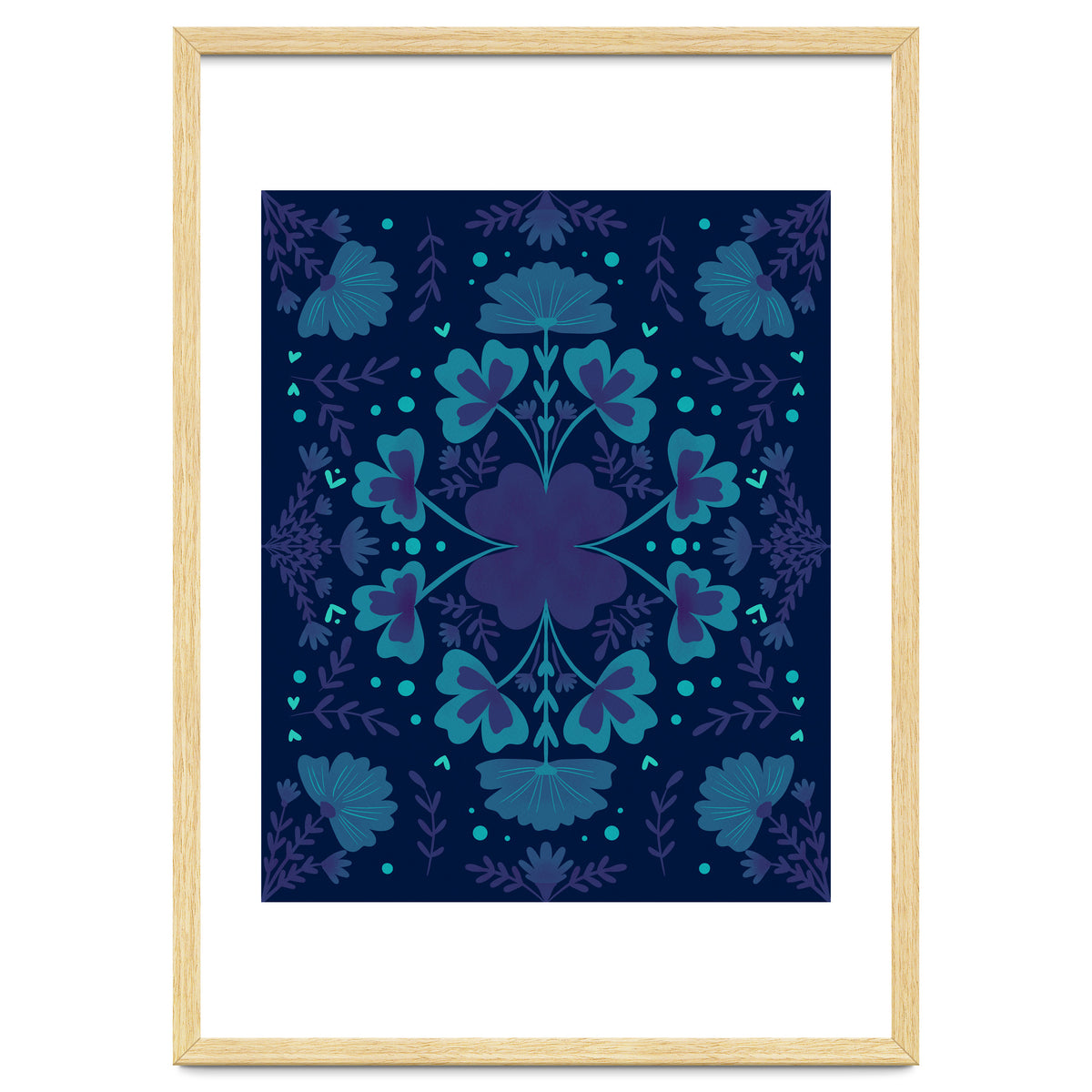 Clovers And Flowers Night Blue