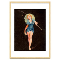 Happy Pinup Girl With A Fishing Stick