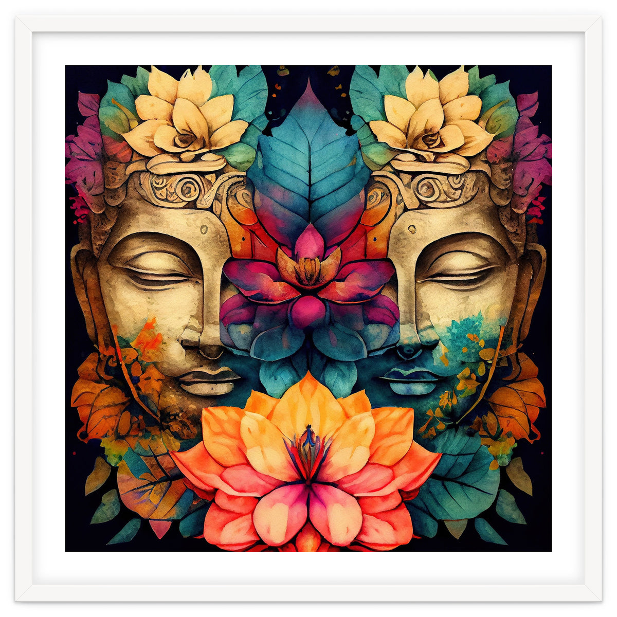 Twin Lotus Buddha Portrait
