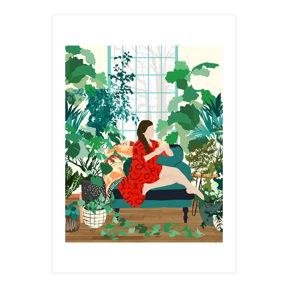 Introspection, Urban Jungle Bohemian Decor Plants, Self Care Plant Lady, Self Love Retrospection Analyse Positivity Mindset Fashion (Print Only)