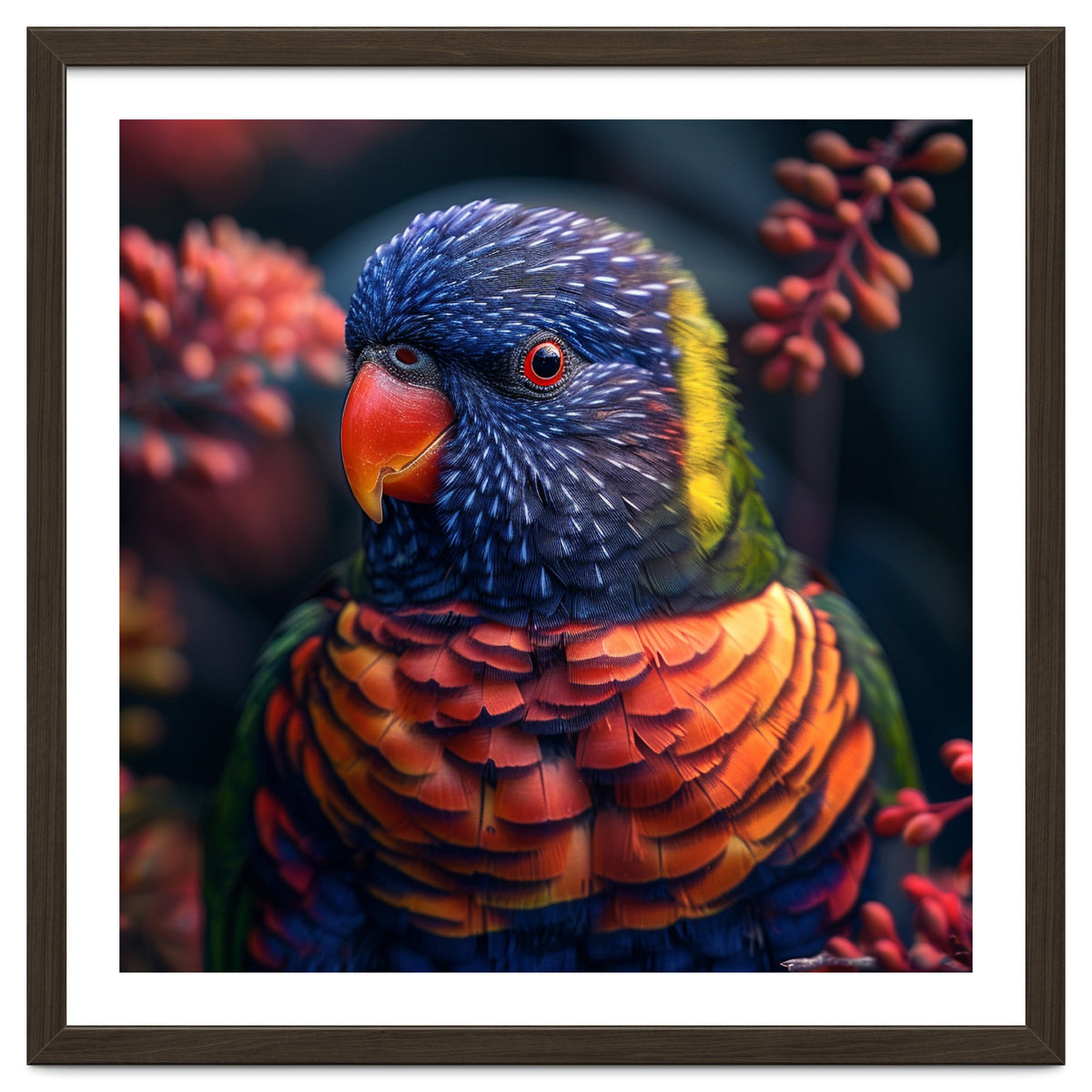 Vibrant Rainbow Lorikeet Parrot Close Up Portrait
