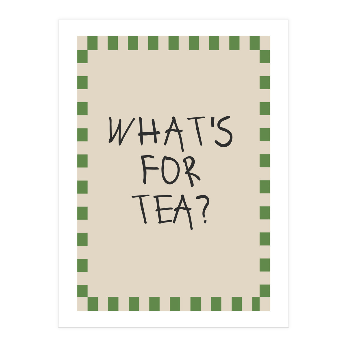 What’s For Tea, Cute Kitchen Quote Print, Playful Wall Art for Dining Spaces (Print Only)