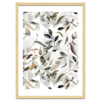 Watercolor Leaves Neutral Gray