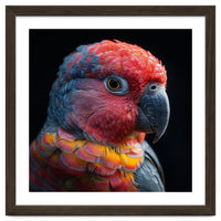 Close Up Parrot Face Red Blue Yellow Plumage
