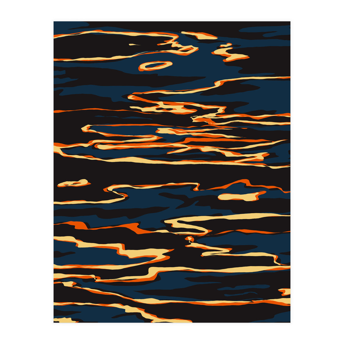 Sunset Reflection, Positivity Hope Growth Optimism Mindset, Nature Marble Dark Ocean (Print Only)