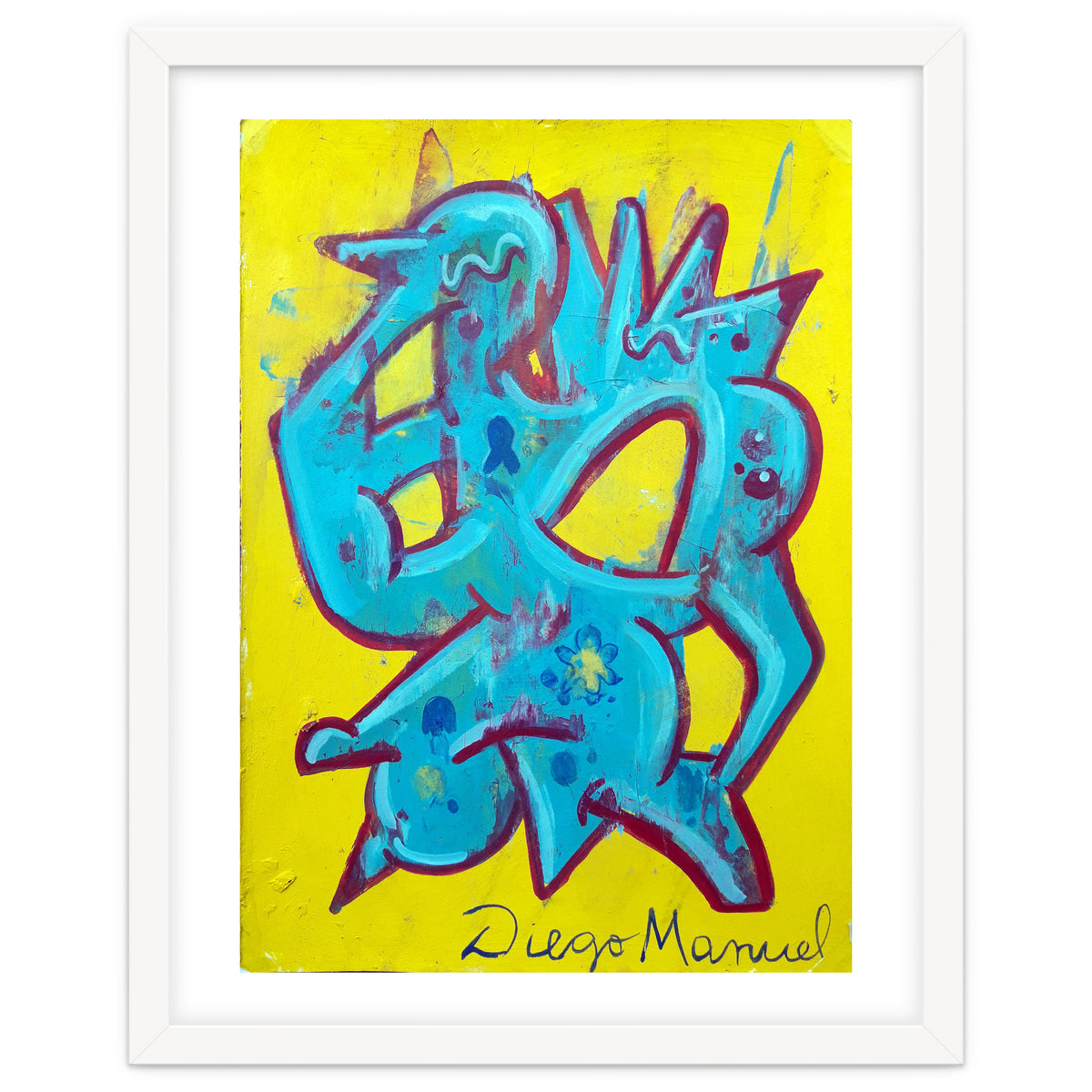 Forma Celeste Sobre Amarillo