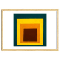 JOSEF ALBERS - HOMAGE TO THE SQUARE DARK GREEN YELLOW ORANGE BROWN
