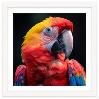 Scarlet Macaw Parrot Headshot Vibrant Colors