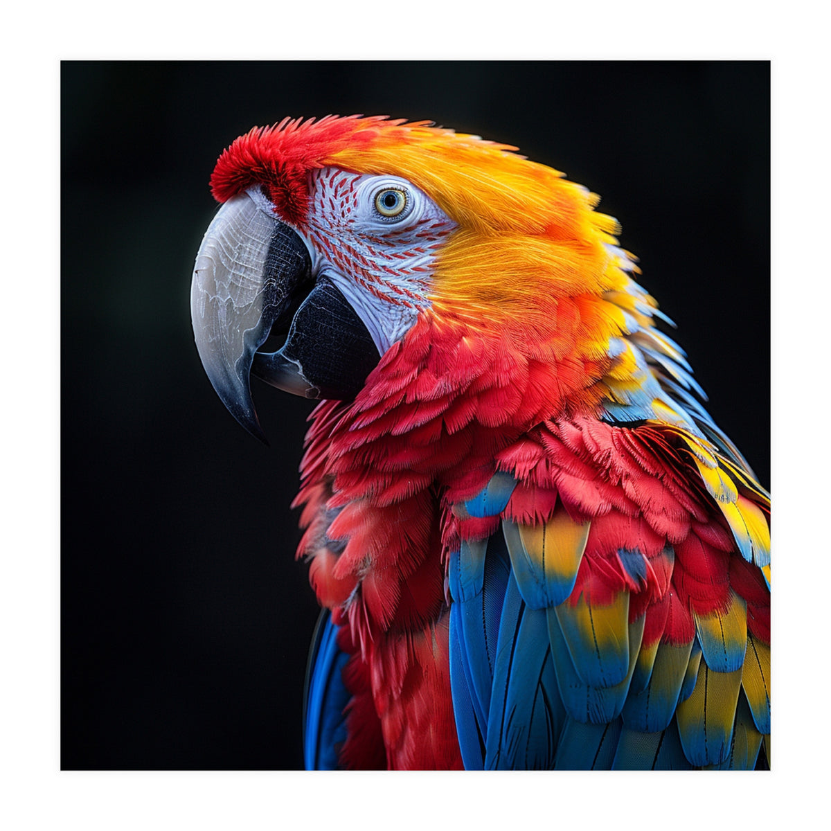 Scarlet Macaw Parrot Vibrant Plumage Close Up (Print Only)