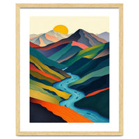 Minimalist Mountain River Landscape
