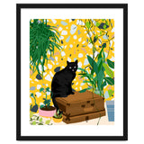 Urban Jungle Cat, Black Cats Pets Terrazzo Decor, Whimsical Bohemian Animals Illustration, Eclectic Quirky Travel thumbnail