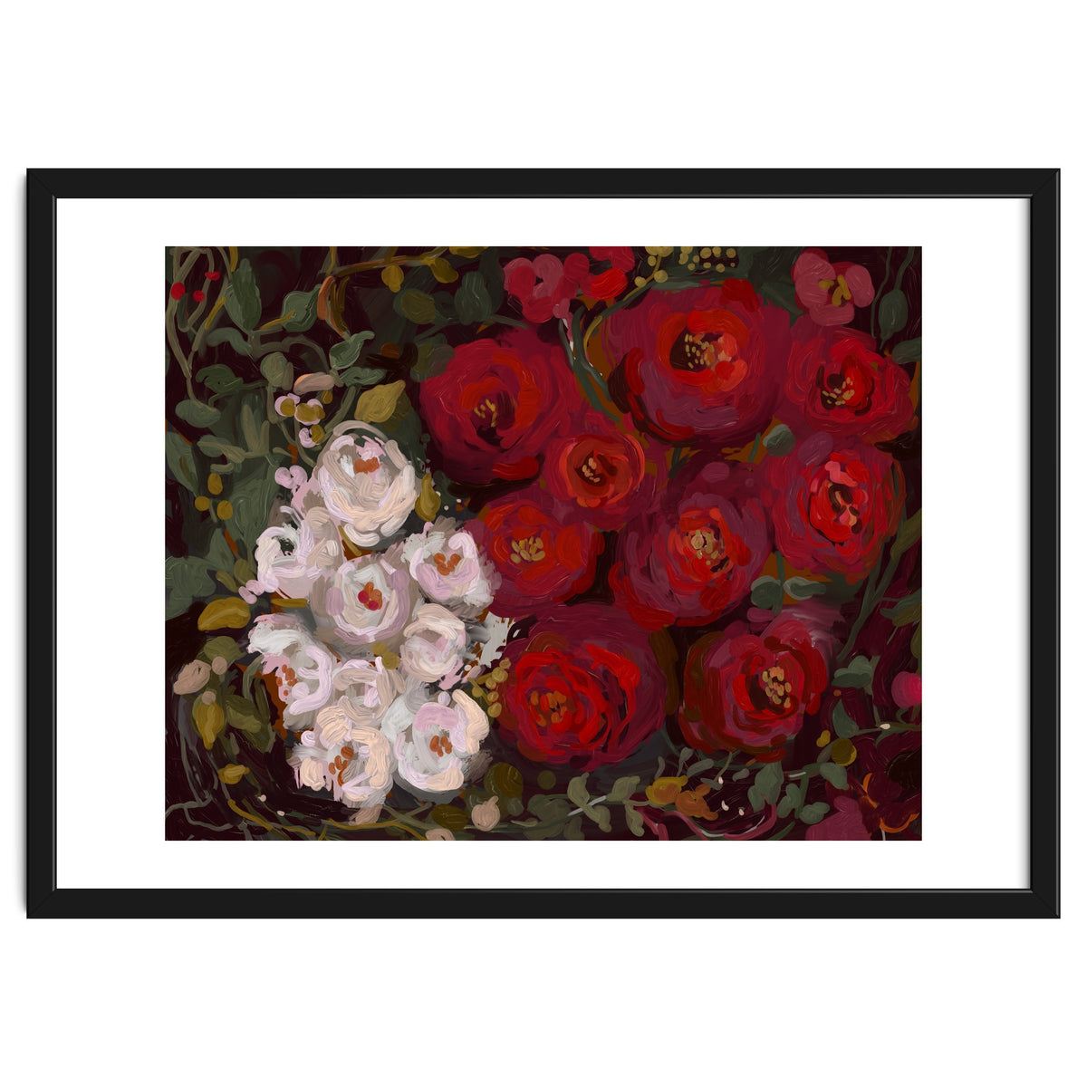 Vintage oil painted moody romantic Roses