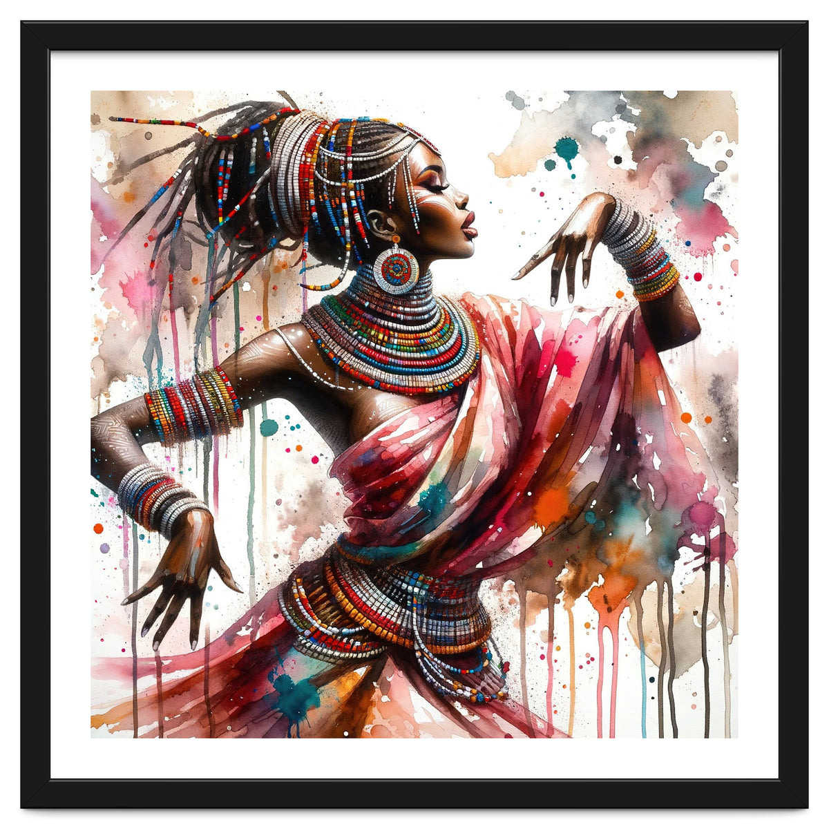 Watercolor African Dancer #1