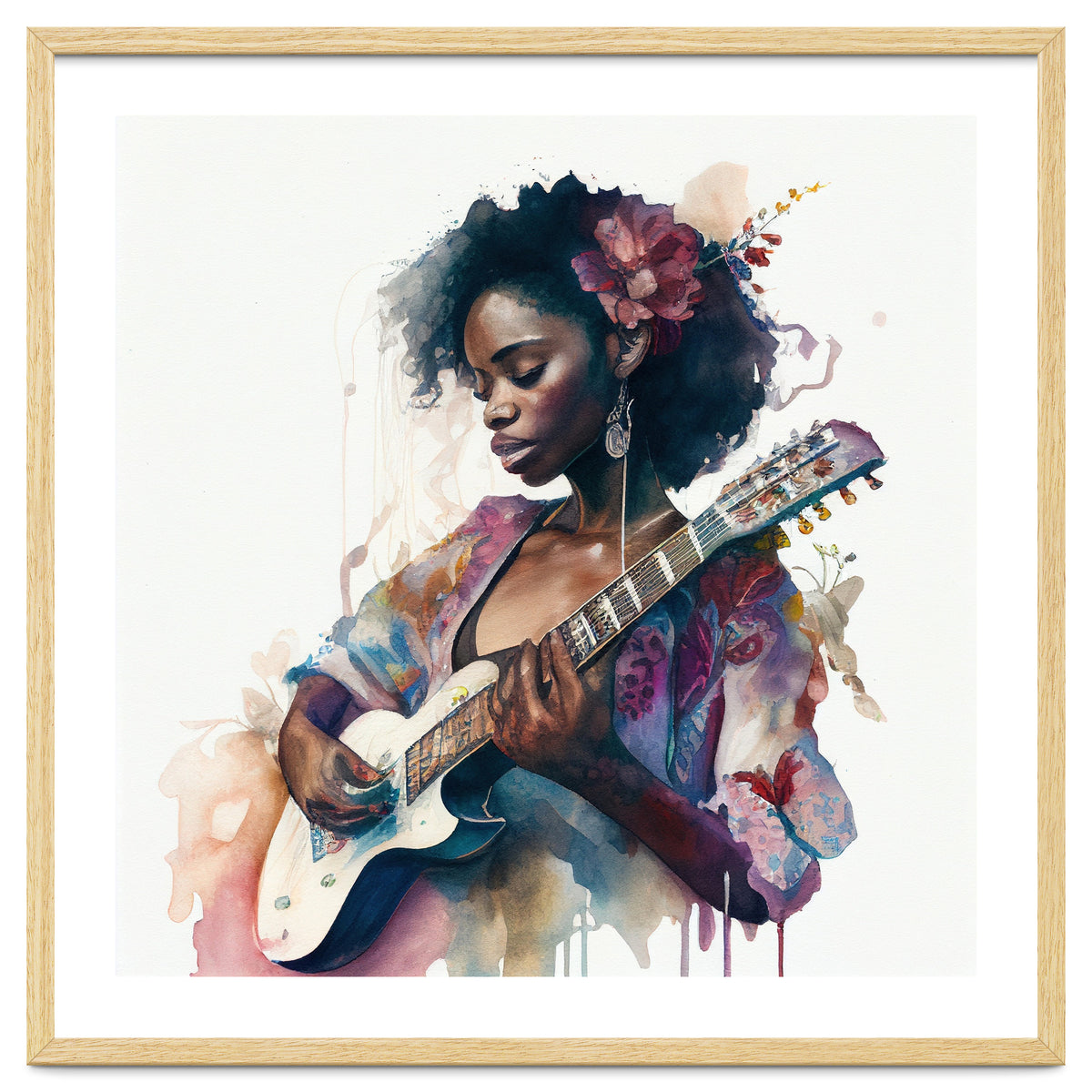 Watercolor Musician Woman #2