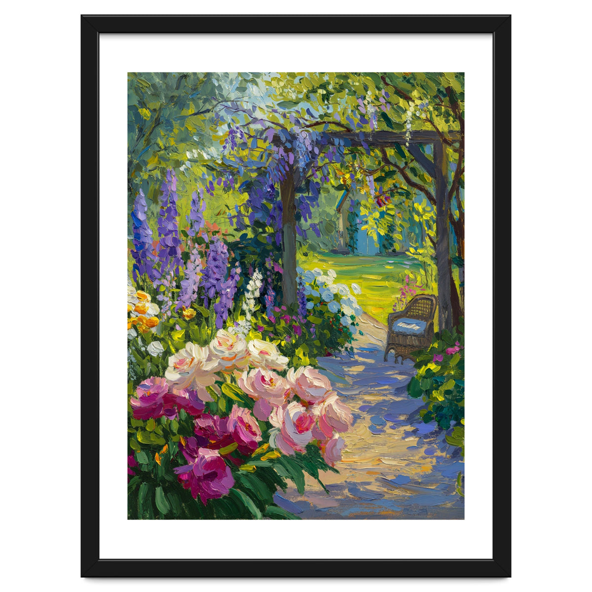 Serene Summer Garden Path Oil Painting