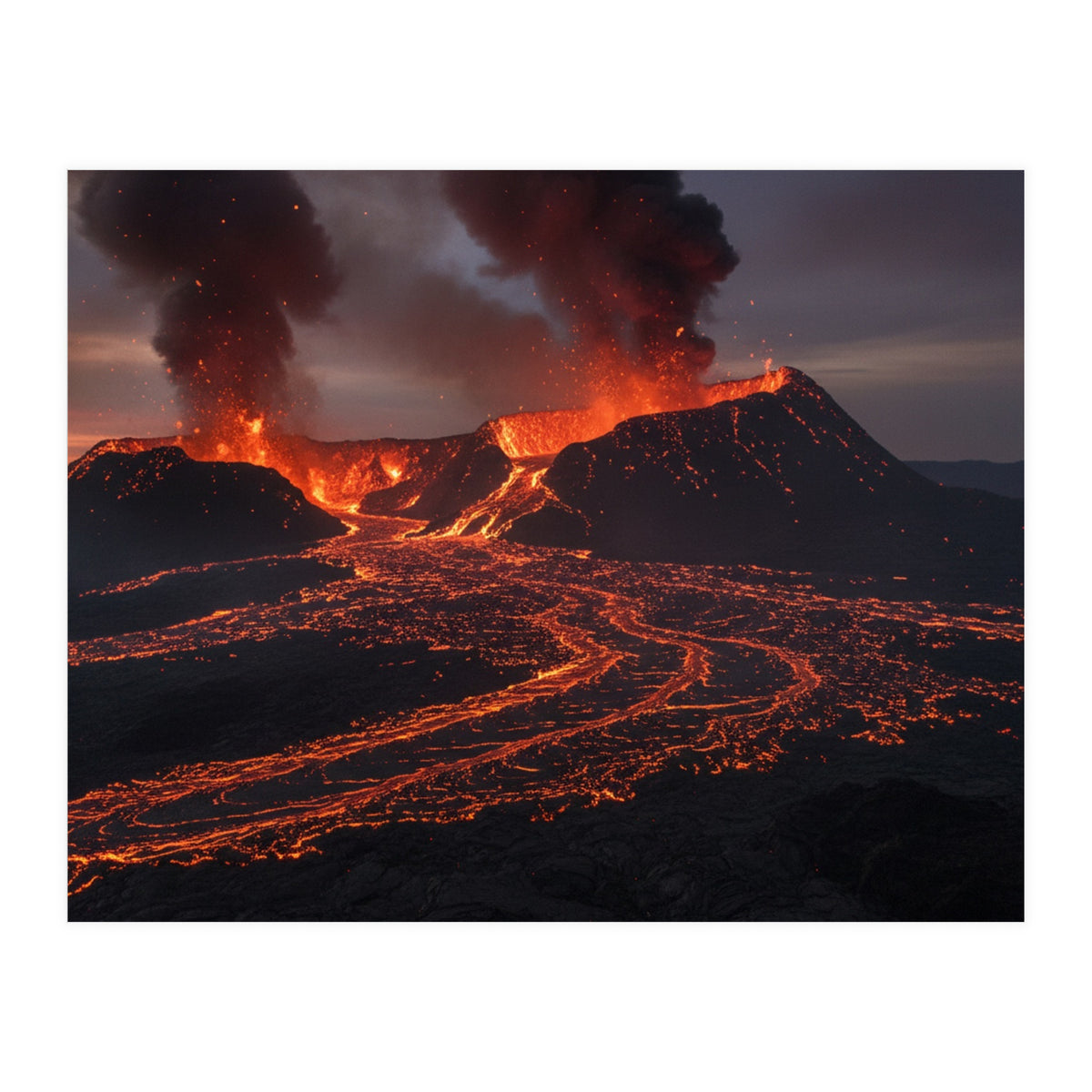 Volcanic Fury: Erupting Mountain Landscape (Print Only)
