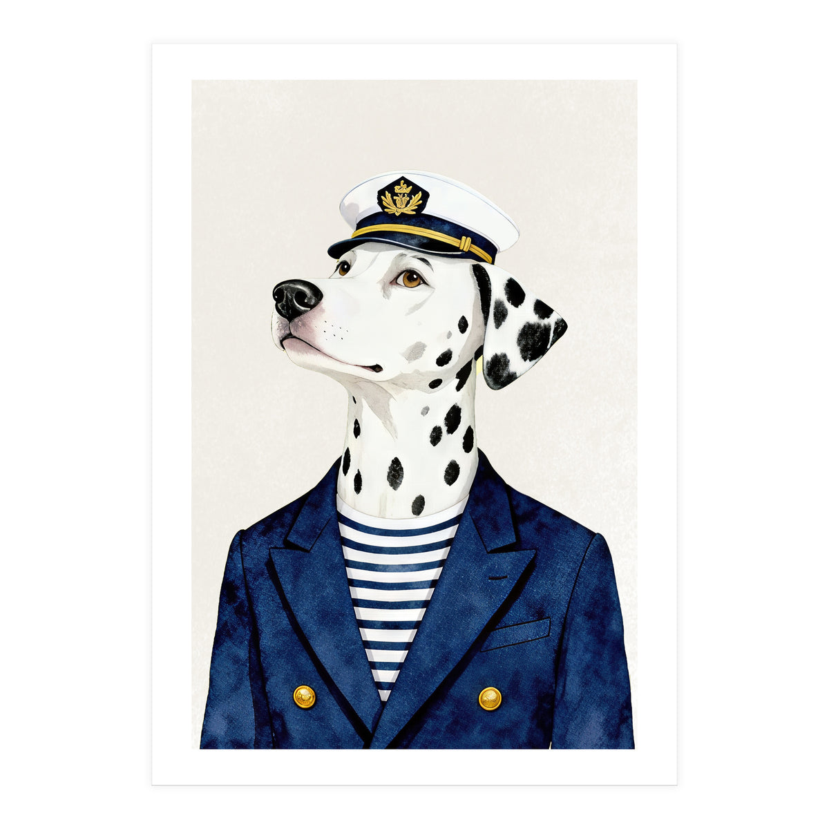 Dalmatian dog As captain (Print Only)