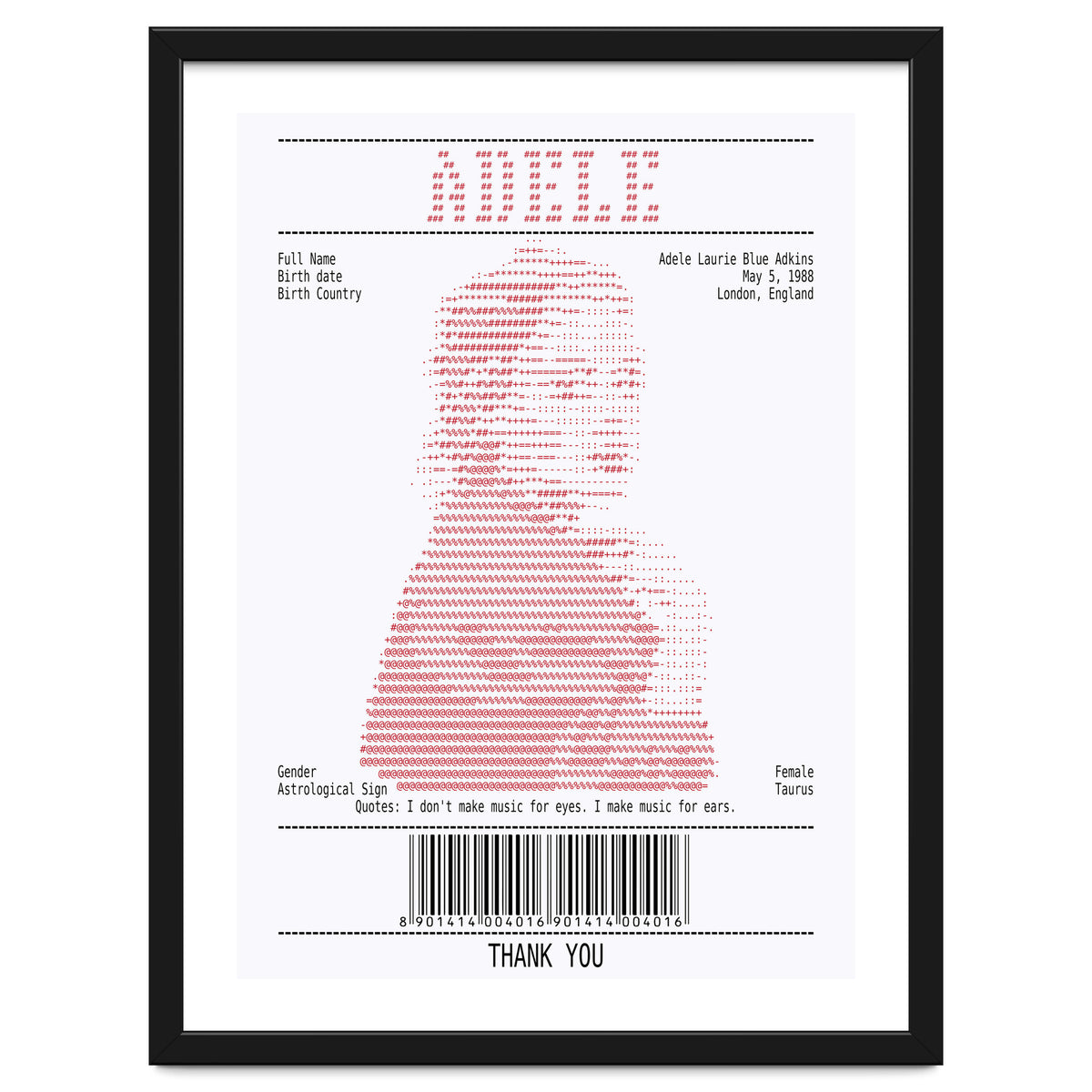 Receipt Art Adele Red