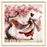 Geisha Under Cherry Blossoms In Motion thumbnail
