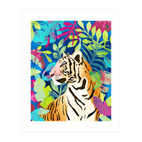 Tropical Tiger, Animal Jungle Watercolor Painting, Nature Travel Wild Botanical (Print Only)