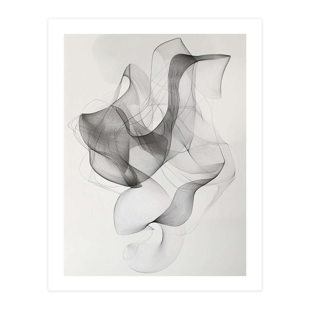 Abstract Black And White Swirling Lines Art (Print Only)