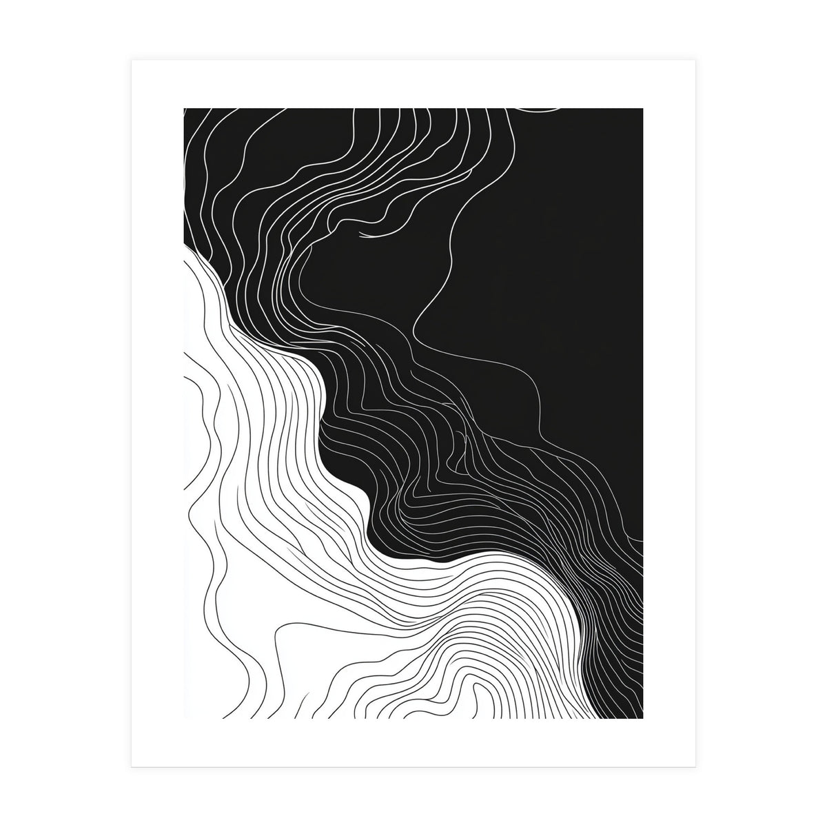 Abstract Black And White Wavy Lines Flowing  (Print Only)