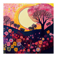 Folk Sunset Over Floral Hills (Print Only)