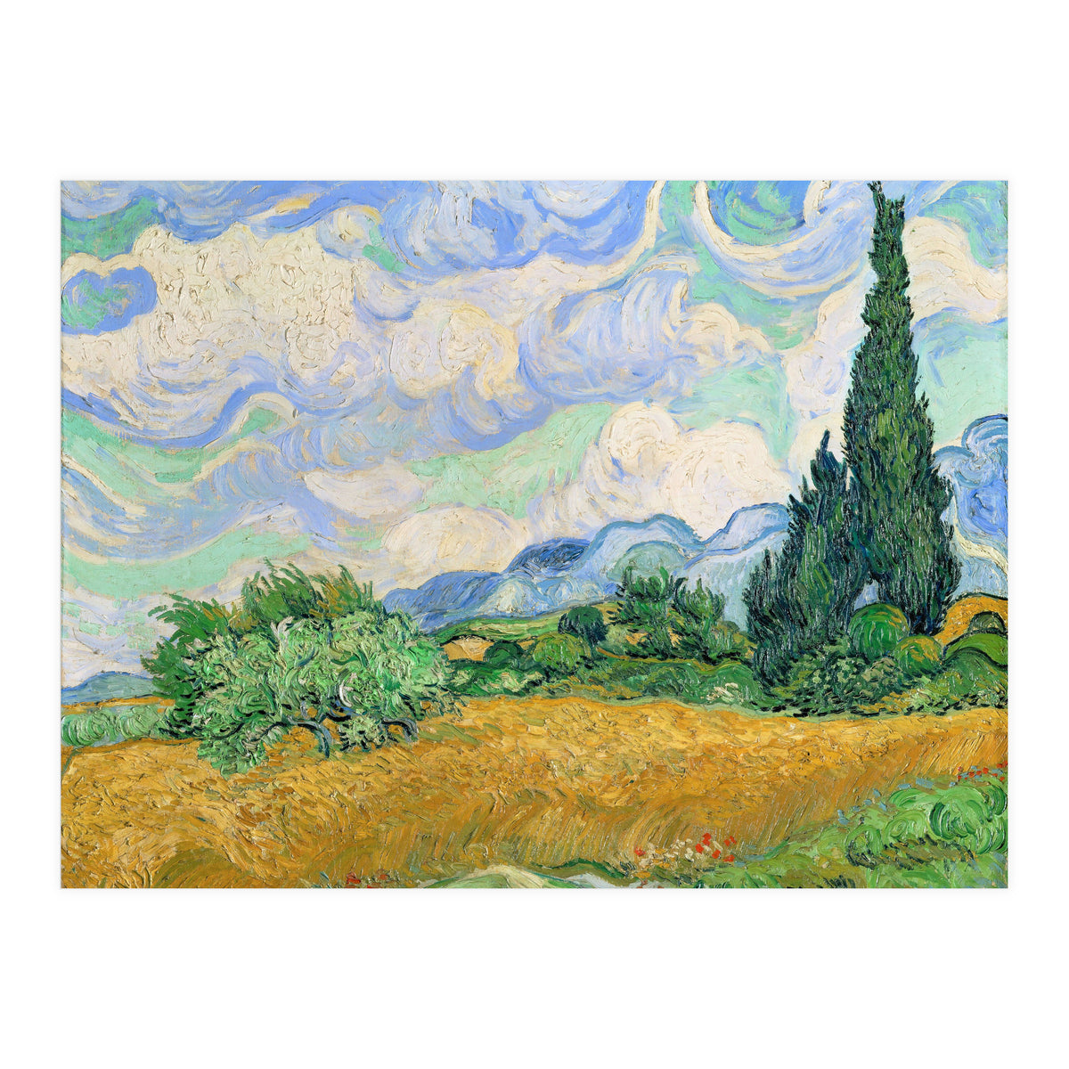 Wheat Field with Cypresses. (Print Only)