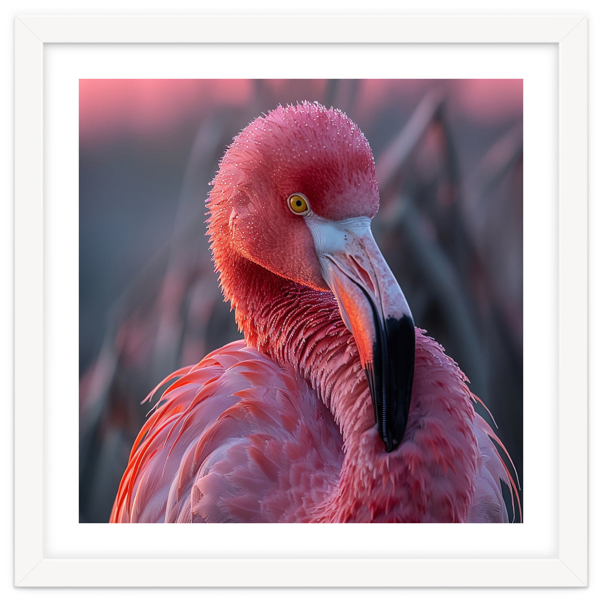Pink Flamingo Bird Close Up Portrait